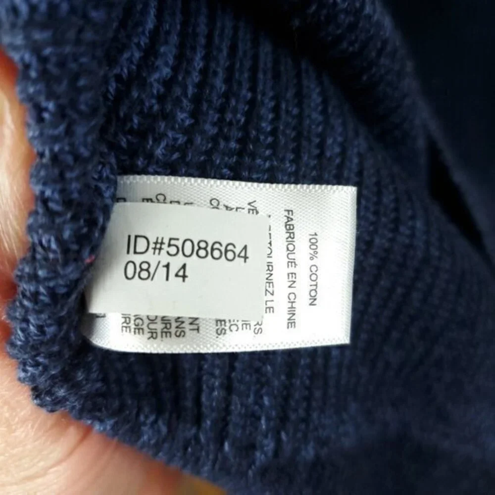 Men's Express 100% Cotton Quarter Zip Rib Raglan Sleeve Sweater Large Blue
